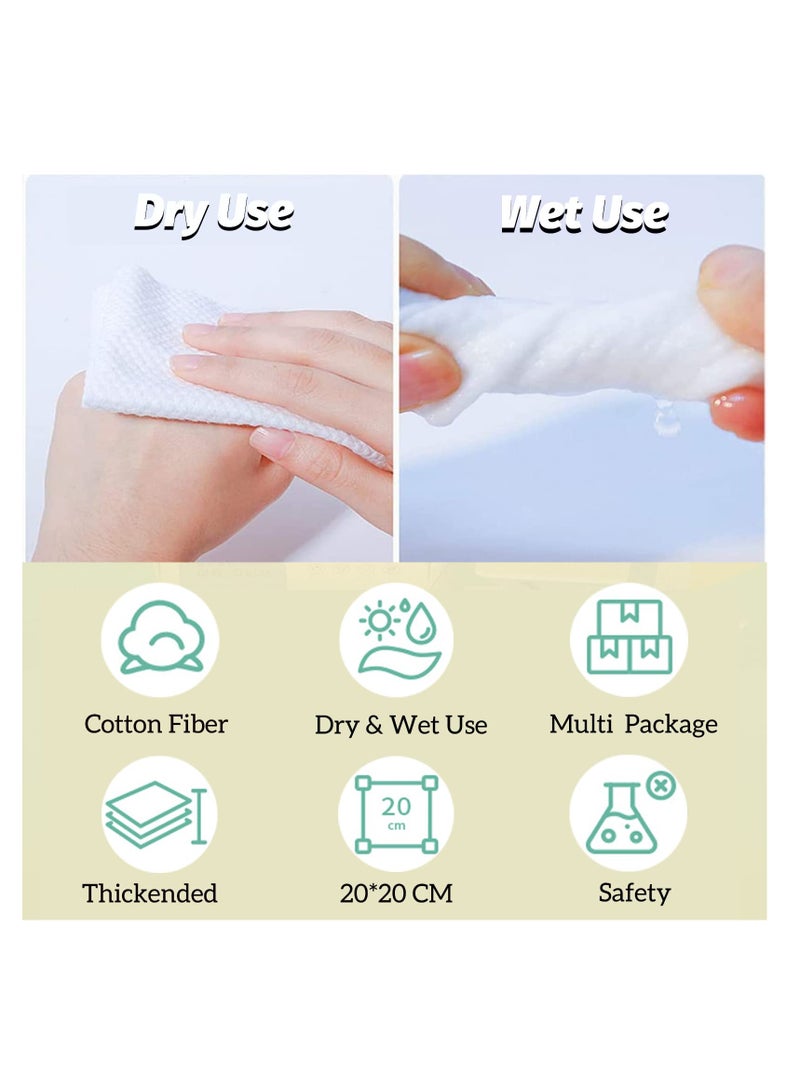 KASTWAVE منشفة وجه disposable 200 عدداً منشفة وجه قطنية ناعمة مناديل جافة نسيج للوجه للعناية بالبشرة تنظيف الوجه إزالة المكياج وتنظيف الأسطح عبوتان هدايا للنساء - Image 2