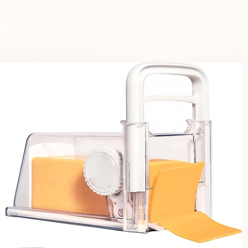 Kitchen slicer - premium 4-in-1 kitchen tool with manual stainless steel blades for slicing and pouring cheese, meat and vegetables, as well as an airtight container for organized refrigerator and tab - Image 1