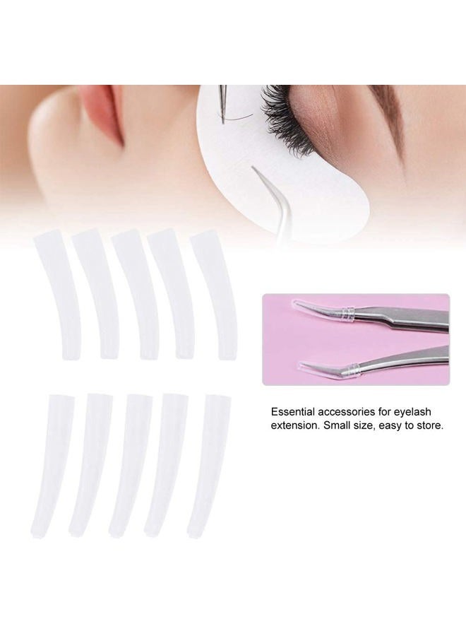 Alucy Transparent Plastic Elbow Tweezers, 10Pcs Non-Slip Eyelashes Grafting Head Cover + Stainless Steel Tweezers Protective Cover For Men & Women - Eyelashes Grafting Accessories - Image 4