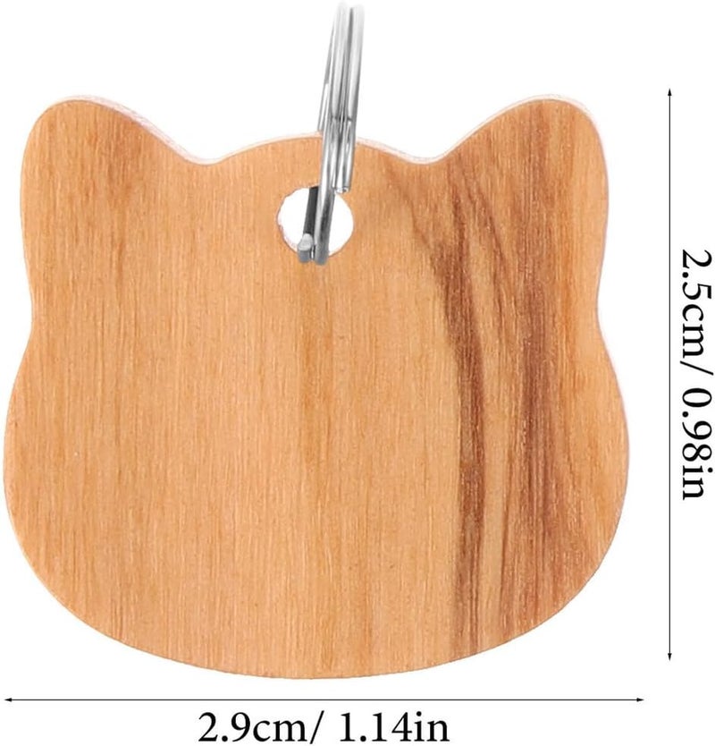 Kichvoe Wooden Cat Head Pet Tags 3pcs Set Dog Id Name Tags Small Collar Charms for Engraving Pet Collar Accessories - Image 2