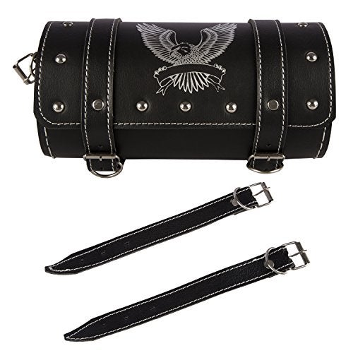 Autofy Silver Eagle/Hawk Print Universal Side Bag/Saddle/Travel Bag/Carrier for All Bikes (Black) (BABAG0001) - Image 1