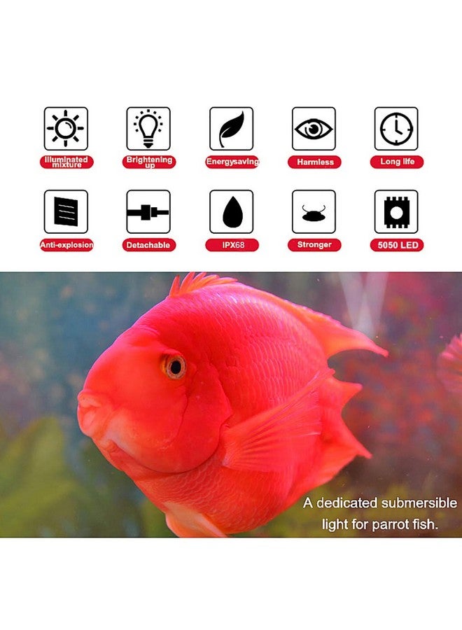 مصباح حوض السمك LED القابل للغمر 8 بوصات، مصباح حوض السمك المتغير اللون بقوة 1.2 وات مع جهاز تحكم عن بعد، شريط إضاءة زجاجي كريستالي Ip68 مكون من 9 مصابيح LED، لحوض السمك 10-15 بوصة - Image 3