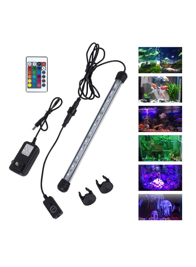 مصباح حوض السمك LED القابل للغمر 8 بوصات، مصباح حوض السمك المتغير اللون بقوة 1.2 وات مع جهاز تحكم عن بعد، شريط إضاءة زجاجي كريستالي Ip68 مكون من 9 مصابيح LED، لحوض السمك 10-15 بوصة - Image 2