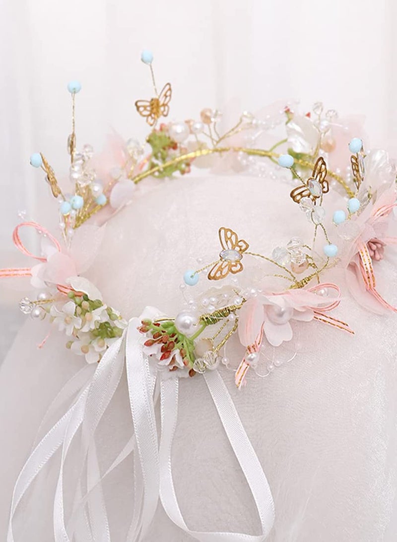 SYOSI Bride Wedding Pearl Hair Vine Tiara Bridal Headband Women Crown Hair Accessory Crystal Vintage Style Hair Band Flower Bridal Headpiece On Party Women Girls Bridesmaid Bohemian Hair bands - Image 1