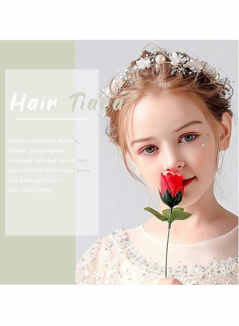SYOSI Bride Wedding Pearl Hair Vine Tiara Bridal Headband Women Crown Hair Accessory Crystal Vintage Style Hair Band Flower Bridal Headpiece On Party Women Girls Bridesmaid Bohemian Hair bands - Image 3