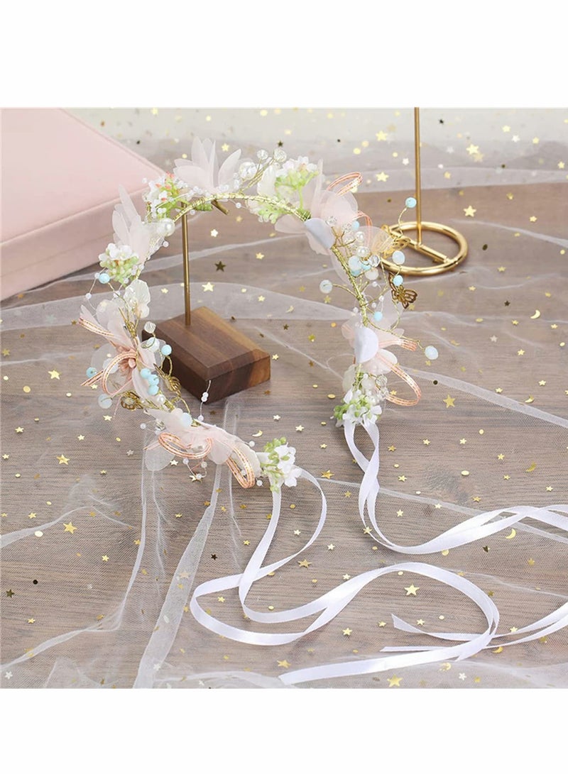 SYOSI Bride Wedding Pearl Hair Vine Tiara Bridal Headband Women Crown Hair Accessory Crystal Vintage Style Hair Band Flower Bridal Headpiece On Party Women Girls Bridesmaid Bohemian Hair bands - Image 4