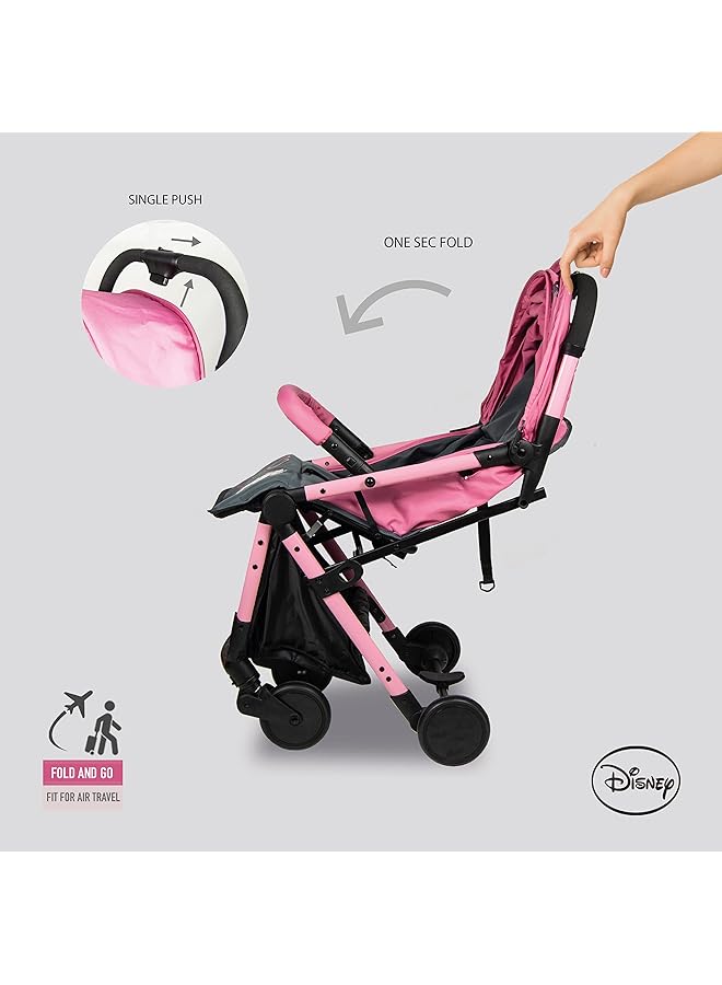 Minnie Mouse Travel Stroller 0 36 Months Compact Design Storage Basket Rear Breaks Travel - Image 5
