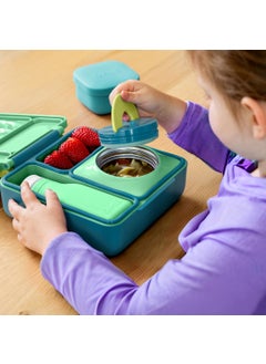 OMIE OmieBox Bento Box for Kids - Insulated Stainless Steel Bento BPA free Lunch Box with Leak Proof Thermos Food Jar - 3 Compartments, Two Temperature Zones for Hot & Cold Food - 1390ml (Meadow)  - Image 3