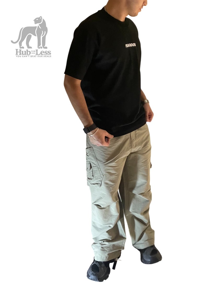 Hub For Less Men’s Microfiber Parachute Cargo Pants – Ultra-Wide Fit with Statement Pocket Design - Image 1