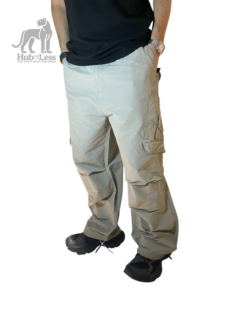 Hub For Less Men’s Microfiber Parachute Cargo Pants – Ultra-Wide Fit with Statement Pocket Design - Image 3