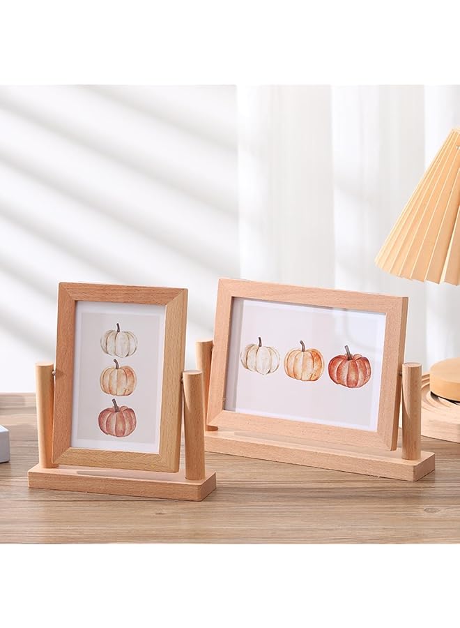 The Bros Wooden 360° Rotating Photo Frame, Horizontal and Vertical Display Simple Style (6-Inch, 2Pcs) - Image 1