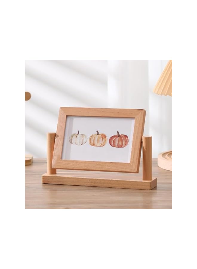 The Bros Wooden 360° Rotating Photo Frame, Horizontal and Vertical Display Simple Style (6-Inch, 2Pcs) - Image 3