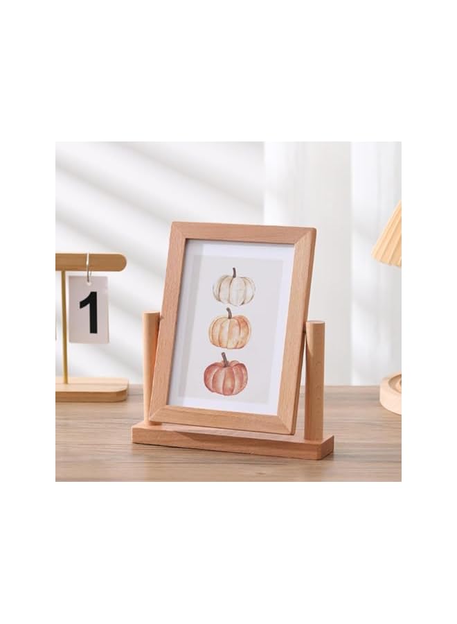 The Bros Wooden 360° Rotating Photo Frame, Horizontal and Vertical Display Simple Style (6-Inch, 2Pcs) - Image 2