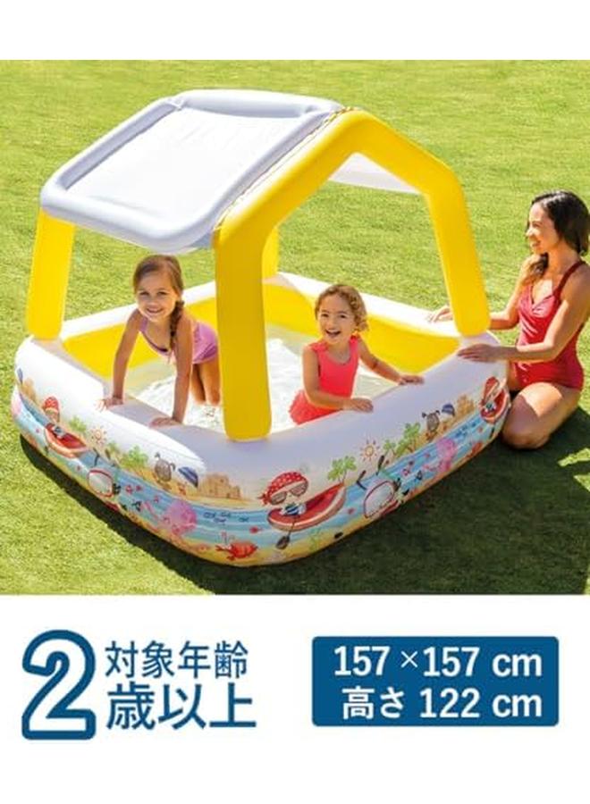 INTEX Inflatable Pool For Children Baby Covered With Removable Sun Shade 157 X 157 X 122 Cm - Image 2
