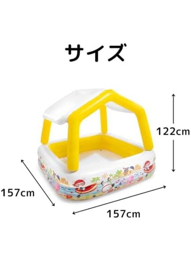 INTEX Inflatable Pool For Children Baby Covered With Removable Sun Shade 157 X 157 X 122 Cm - Image 3