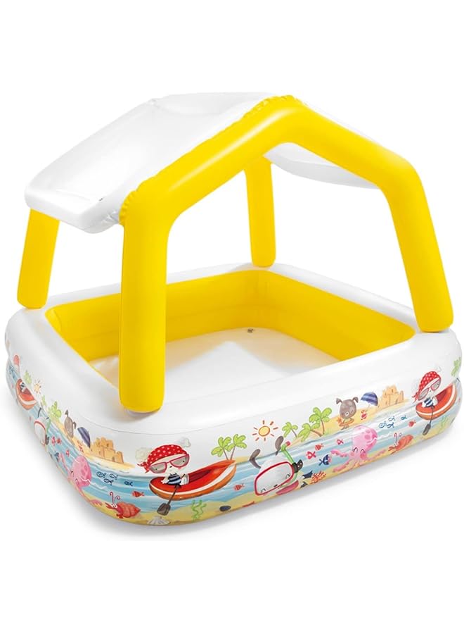 INTEX Inflatable Pool For Children Baby Covered With Removable Sun Shade 157 X 157 X 122 Cm - Image 1