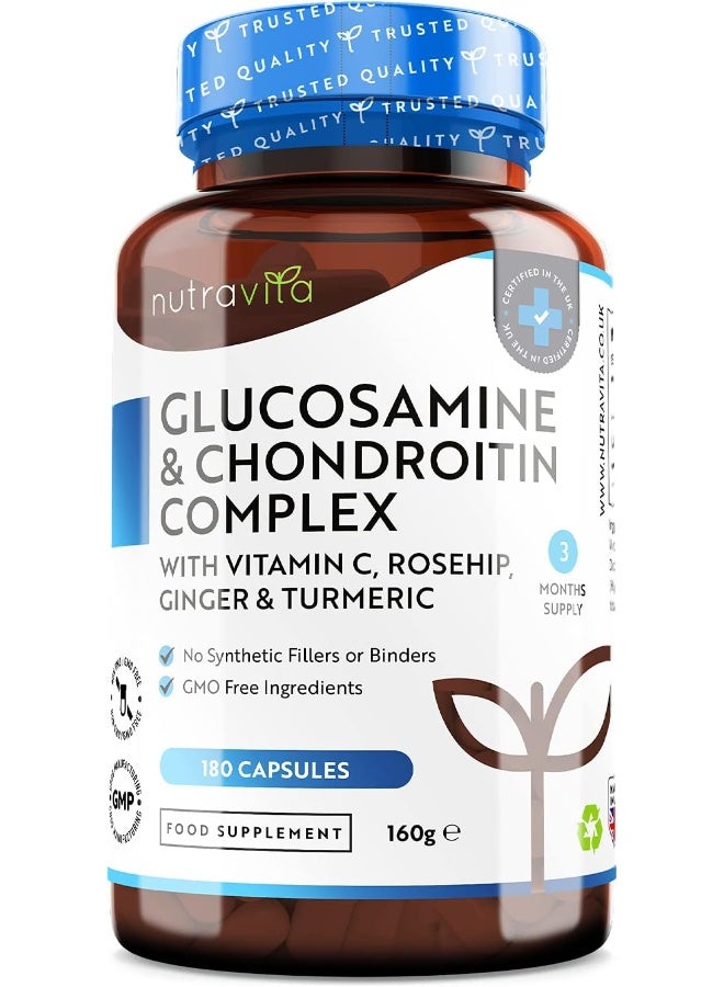 Nutravita Nutravita Glucosamine And Chondroitin Complex with Vitamin C, Rosehip, Ginger & Turmeric - 180 Capsules  - Image 1