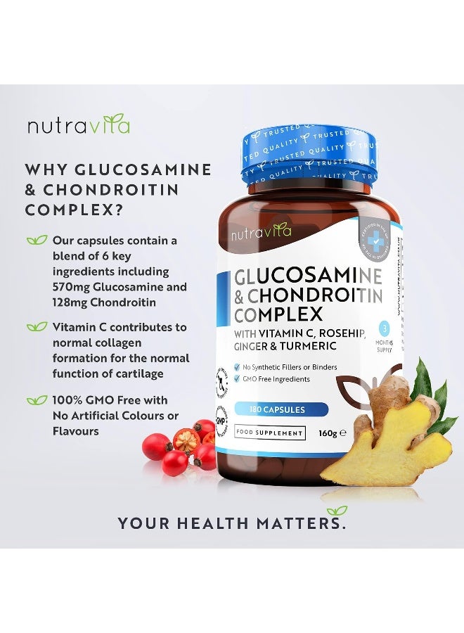 Nutravita Nutravita Glucosamine And Chondroitin Complex with Vitamin C, Rosehip, Ginger & Turmeric - 180 Capsules  - Image 2