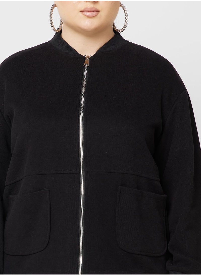 Ginger Plus - Zip Detail Bomber Jacket - Image 1