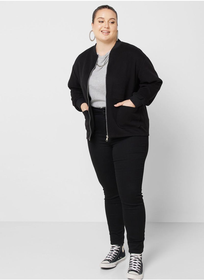Ginger Plus - Zip Detail Bomber Jacket - Image 1