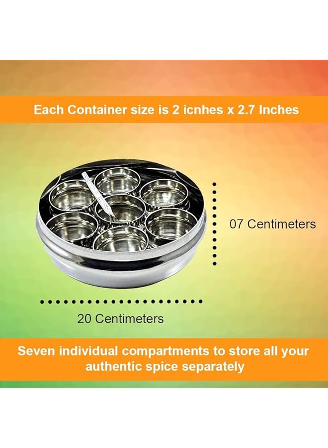 جاردن أوف آرت صندوق كبير من الفولاذ المقاوم للصدأ لحفظ بهارات ماسالا دابا مع 7 أرفف 8 * 8 * 3 بوصات - Image 3