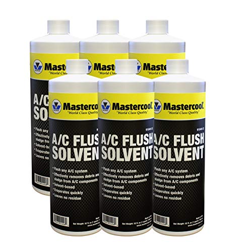 Mastercool 91049-32-6 Black/Yellow Flush Solvent, 6 Pack (32 oz) - Image 1