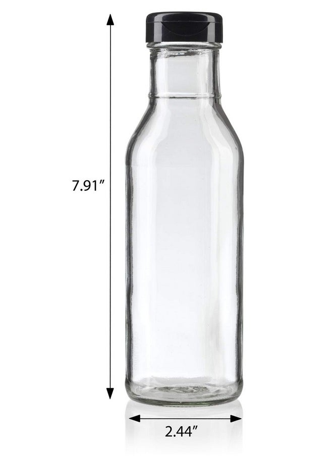 JUVITUS JUVITUS 12 oz Professional Clear Glass Thick Wall Sauce Bottle with Drip Resistant Flip Top Cap (2 Pack) for BBQ Sauce, Salad Dressings, more  - Image 2