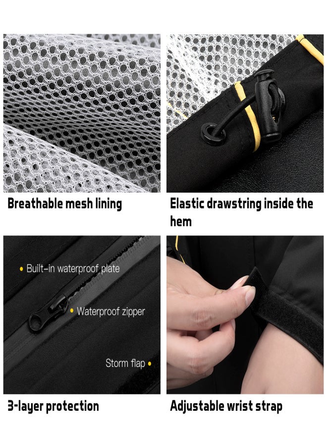 سولايت طقم مطر مقاوم للماء للدراجات النارية للرجال والنساء، يتكون من جاكيت وبنطال مع حقيبة تخزين. - Image 3