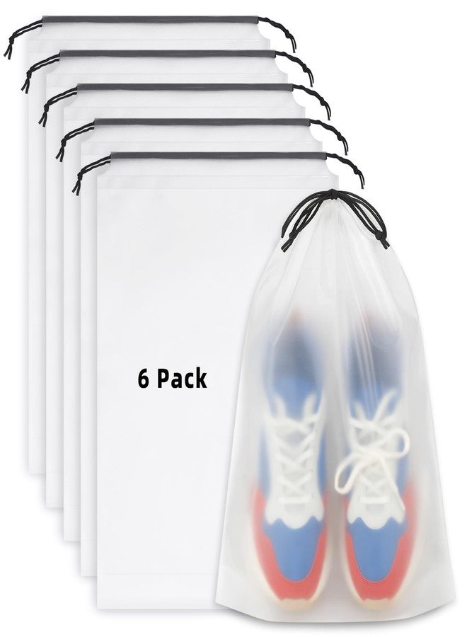 LazyMe 6 PCS Clear Shoe Bags for Travel, 11.8" x 15.7" Travel Shoe Bags for Storage and Packing, Waterproof Drawstring Shoe Bag for Traveling, Travel Essentials for Women and Men - Image 1