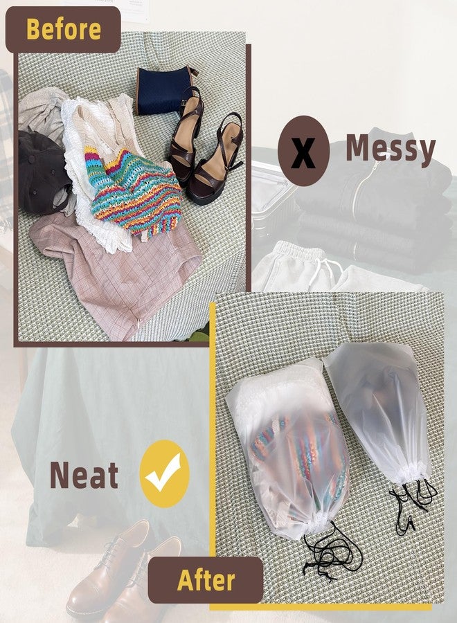 LazyMe 6 PCS Clear Shoe Bags for Travel, 11.8" x 15.7" Travel Shoe Bags for Storage and Packing, Waterproof Drawstring Shoe Bag for Traveling, Travel Essentials for Women and Men - Image 4