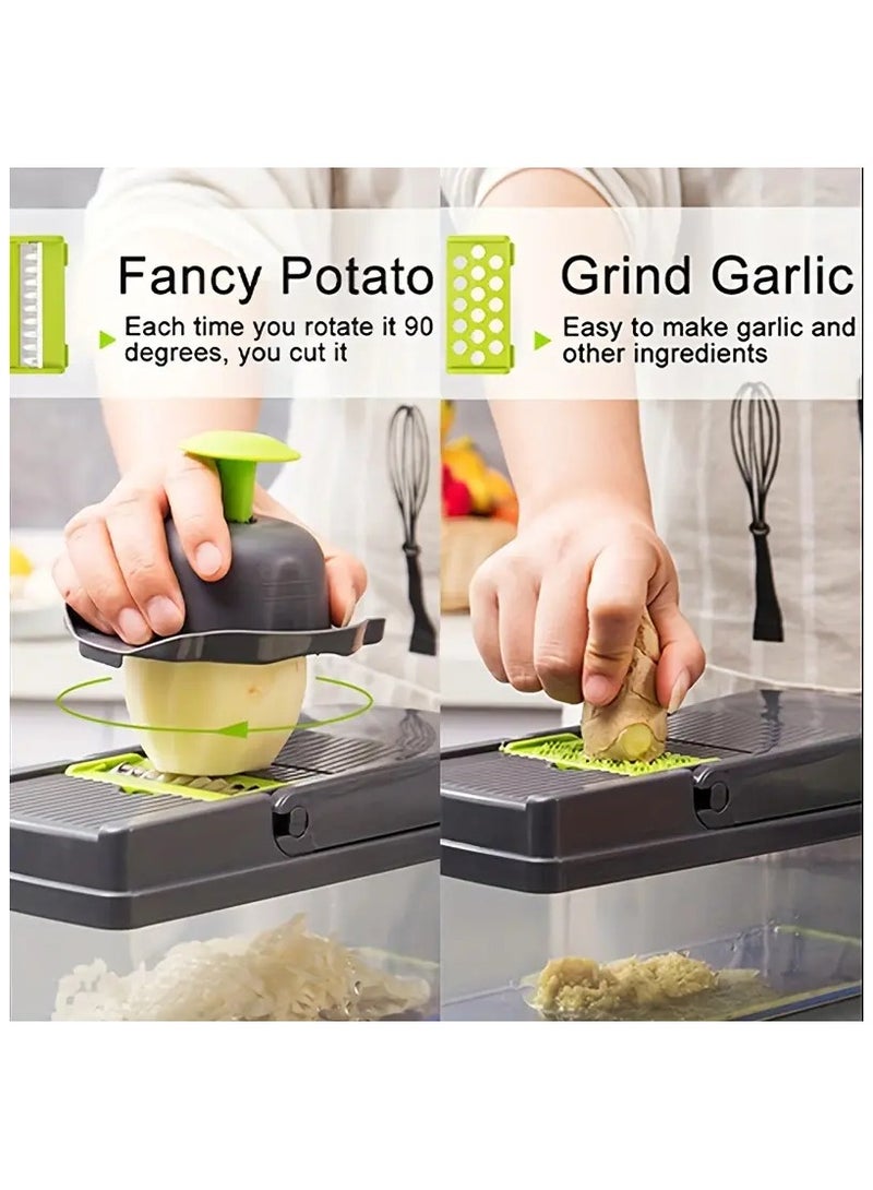 26-in-1 Vegetable Chopper with Container – Multi-Functional Mandoline Slicer and Dicer with 11 Blades, Onion Chopper, Vegetable Slicer for Potatoes, Tomatoes, Cucumbers, and Carrots  - Image 3