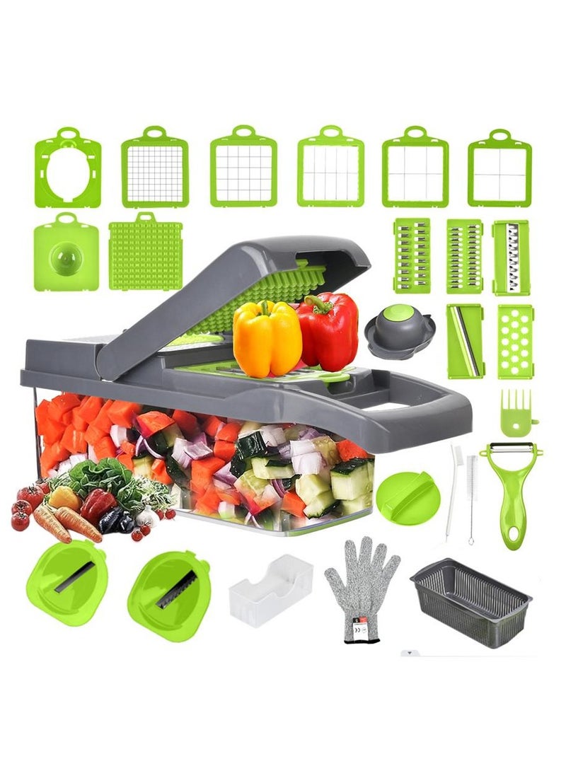 26-in-1 Vegetable Chopper with Container – Multi-Functional Mandoline Slicer and Dicer with 11 Blades, Onion Chopper, Vegetable Slicer for Potatoes, Tomatoes, Cucumbers, and Carrots  - Image 1