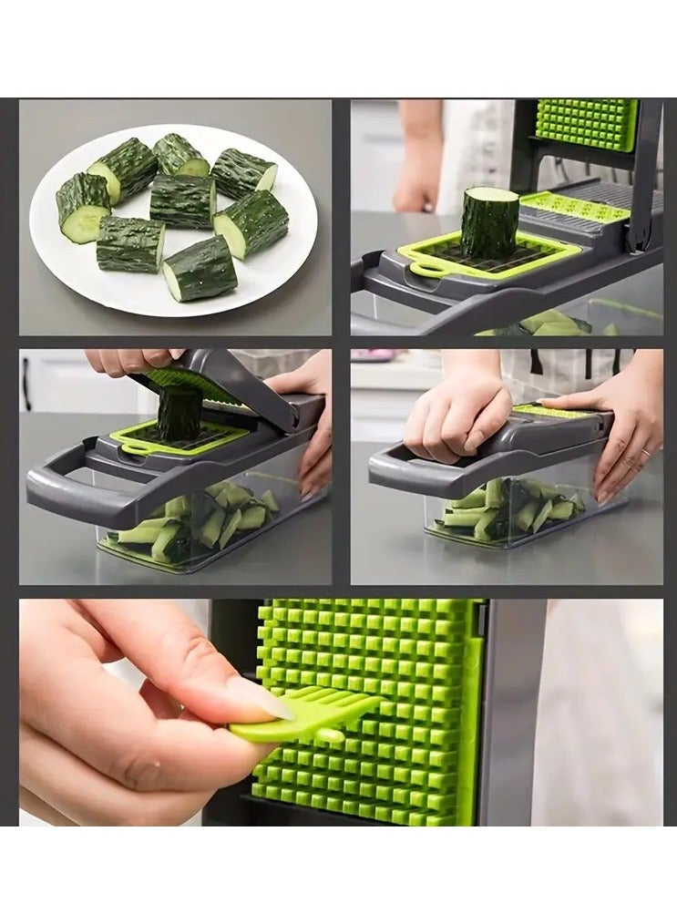26-in-1 Vegetable Chopper with Container – Multi-Functional Mandoline Slicer and Dicer with 11 Blades, Onion Chopper, Vegetable Slicer for Potatoes, Tomatoes, Cucumbers, and Carrots  - Image 5