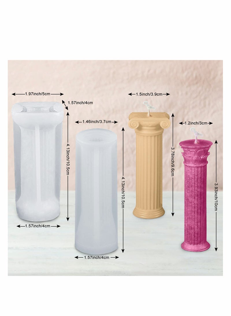 SYOSI 2 Pieces 3D Roman Column Candle Molds Ancient Pillars Silicone Moulds Stripe Shape Cylinder Candle Moulds Epoxy Casting Soap Molds for DIY Wedding Dinner Candle Making Supplies  - Image 5
