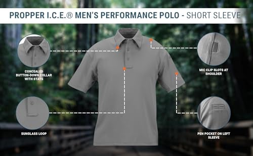 Propper Men's I.C.E. Men's Short Sleeve Performance Polo Shirt, Grey, Small Regular - Image 5