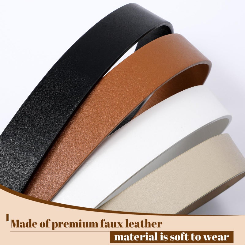 VONMELLI Women's Soft Faux Leather Belt for Jeans Pants Dress Fashion Ladies Waist Belt with Gold/Silvery Buckle Black M - Image 3