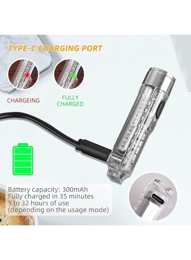 Mini LED Flashlight USB Rechargeable, Keychain EDC Flashlight with 11 Light Modes, Waterproof Handheld Torch with Side UV/Red/White Light, 400 Lumens, for Camping Hiking Daily Use - Image 4