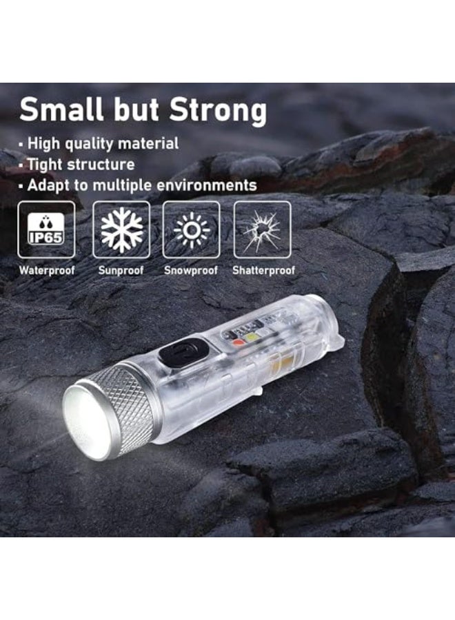 Mini LED Flashlight USB Rechargeable, Keychain EDC Flashlight with 11 Light Modes, Waterproof Handheld Torch with Side UV/Red/White Light, 400 Lumens, for Camping Hiking Daily Use - Image 5