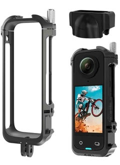 For Insta 360 X4 Utility Frame with Silicone Lens Cover for insta360 X4 Accessories, Rig Housing Frame with 1/4" Threads, 2 Cold Shoe Mount and Other Action Camera Accessories