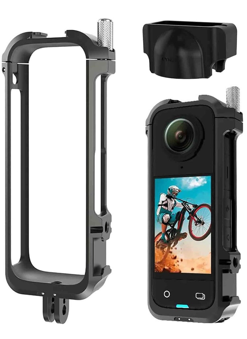 SYOSI - For Insta 360 X4 Utility Frame with Silicone Lens Cover for insta360 X4 Accessories, Rig Housing Frame with 1/4" Threads, 2 Cold Shoe Mount and Other Action Camera Accessories - Image 1