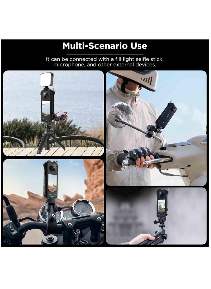 SYOSI - For Insta 360 X4 Utility Frame with Silicone Lens Cover for insta360 X4 Accessories, Rig Housing Frame with 1/4" Threads, 2 Cold Shoe Mount and Other Action Camera Accessories - Image 1