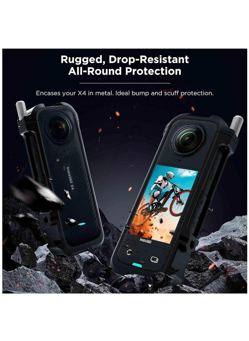 SYOSI - For Insta 360 X4 Utility Frame with Silicone Lens Cover for insta360 X4 Accessories, Rig Housing Frame with 1/4" Threads, 2 Cold Shoe Mount and Other Action Camera Accessories - Image 1