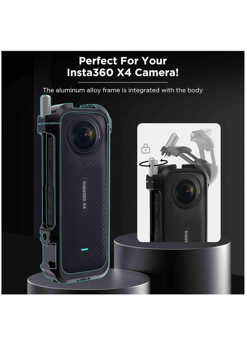 SYOSI - For Insta 360 X4 Utility Frame with Silicone Lens Cover for insta360 X4 Accessories, Rig Housing Frame with 1/4" Threads, 2 Cold Shoe Mount and Other Action Camera Accessories - Image 1
