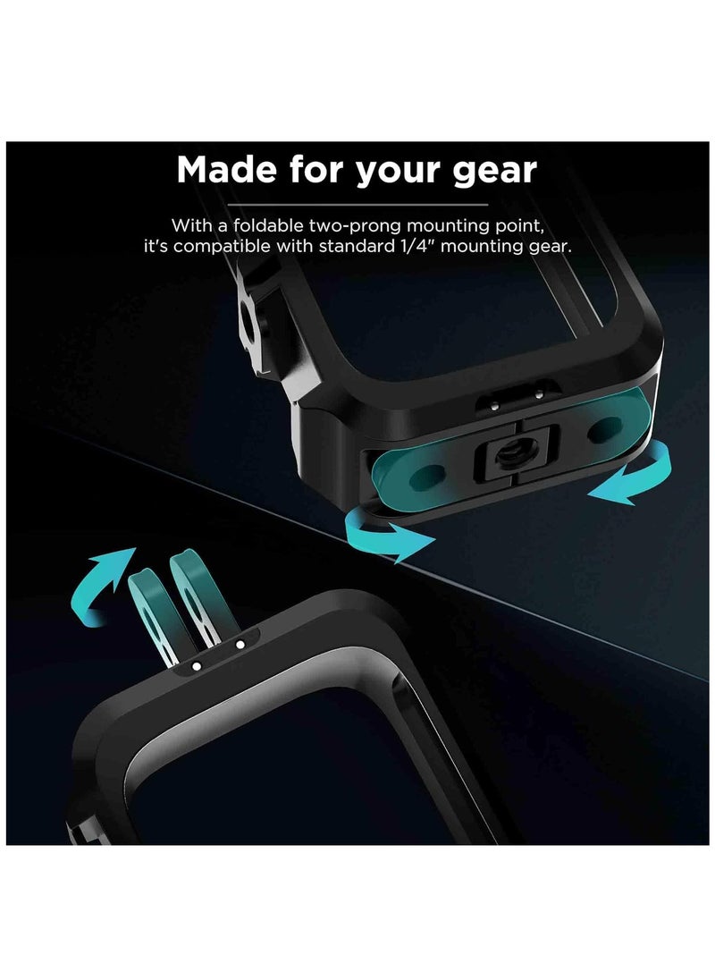 SYOSI - For Insta 360 X4 Utility Frame with Silicone Lens Cover for insta360 X4 Accessories, Rig Housing Frame with 1/4" Threads, 2 Cold Shoe Mount and Other Action Camera Accessories - Image 1