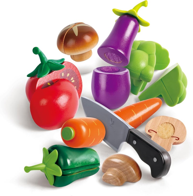 Hape Garden Vegetables Wooden Pretend Play Food Cutting Set for Kids with 8 Vegetable Pieces & Play Knife, Kitchen Cooking, Fine Motor Skills & Healthy Eating Learning Toy, Ages 3+ - Image 1