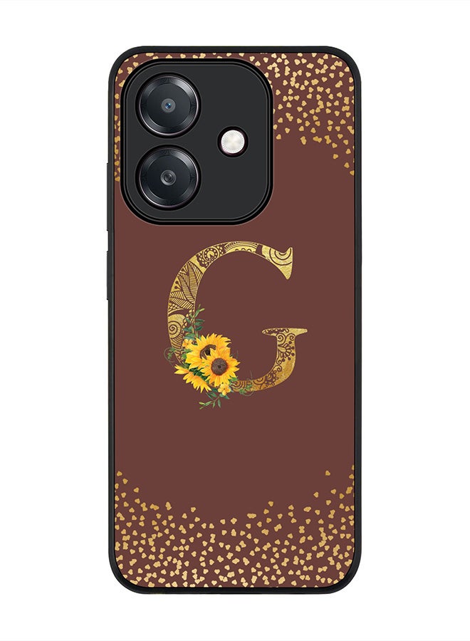 Stylizedd For Oppo A5i Case,Slim fit Camera Protection, Shockproof Thin Phone cover  - Custom Floral Monogram - G  (Brown )