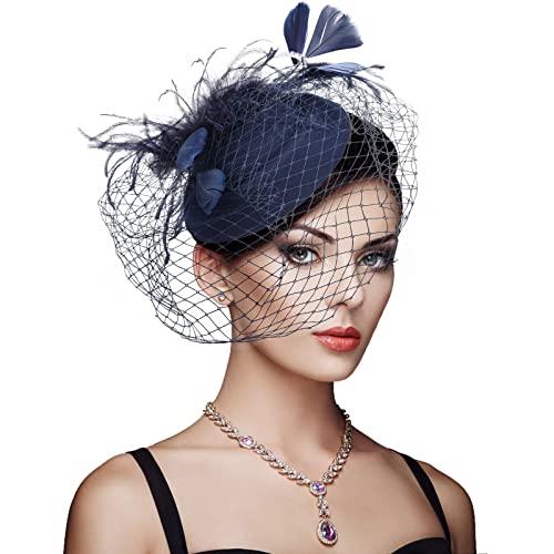 DRESHOW قبعة دريشو الفاسيونات لحفلات الكوكتيل وحفلات الشاي مع دبوس شعر وعصابة رأس للنساء والفتيات - Image 1