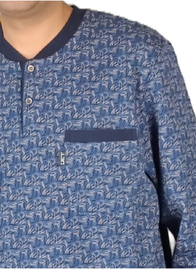 Jet - "Men Winter Pajama Set Long Sleeve & Long Pants - Navy Blue - Image 1
