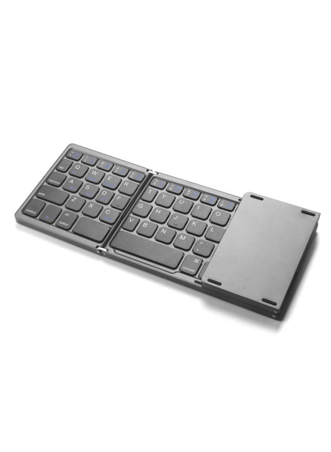 Type-c Charging Three-fold Folding Bluetooth Keyboard With Touch Wireless Bluetooth Keyboard Silent Dual-mode Charging Mouse-Specifications:B033 Regular Silver + White Mouse + Storage Bag  - Image 4