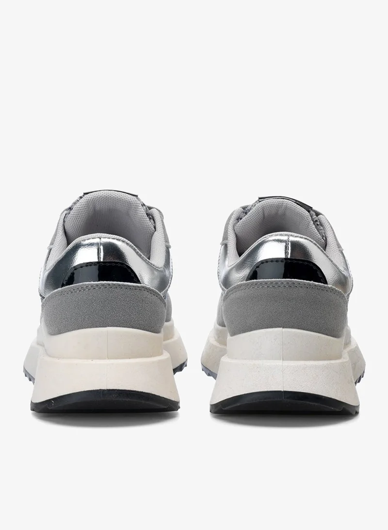 Freddy grey Freddy Women’s Platform Sneakers – Grey Suede & Textured Fabric Chunky Casual Shoes for Women | Best Price UAE